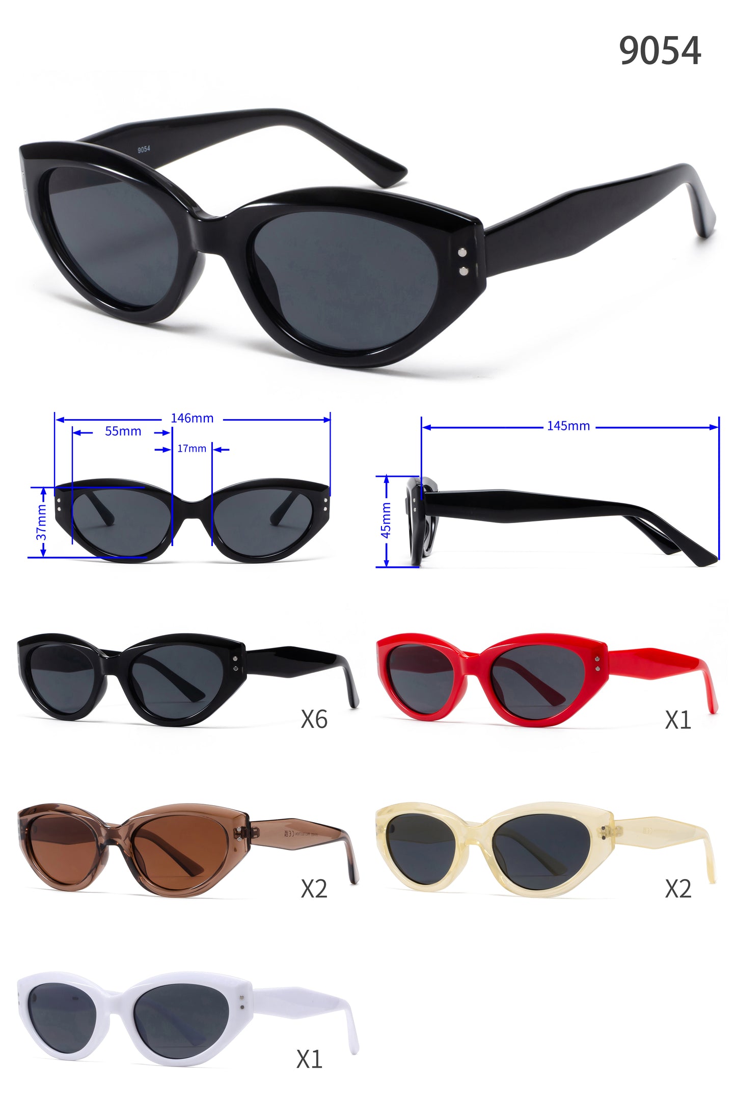 9054 - Fashion Cat Eye Women Plastic Sunglasses