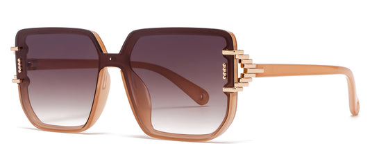 9065 - Rimless Square Frame Plastic Sunglasses