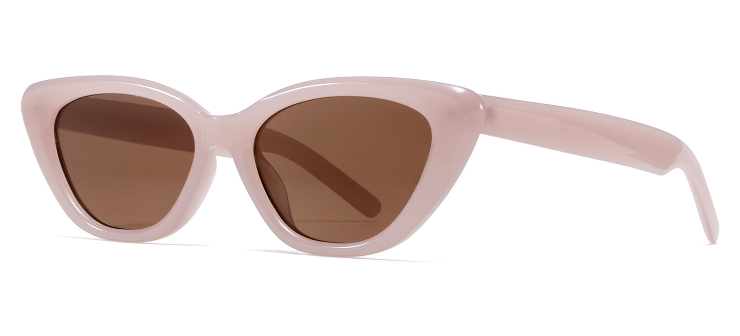 9067 - Cat Eye Plastic Sunglasses with Flat Lens