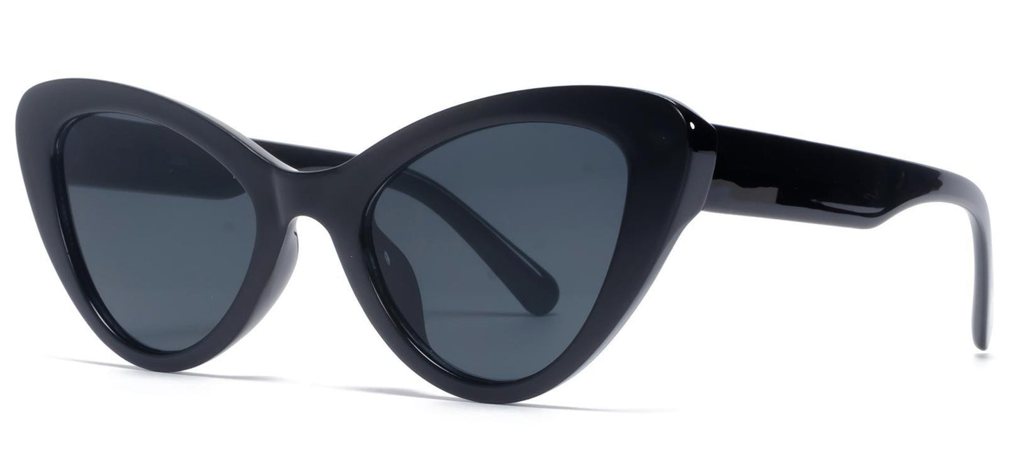 9068 - Angled Cat Eye Plastic Sunglasses