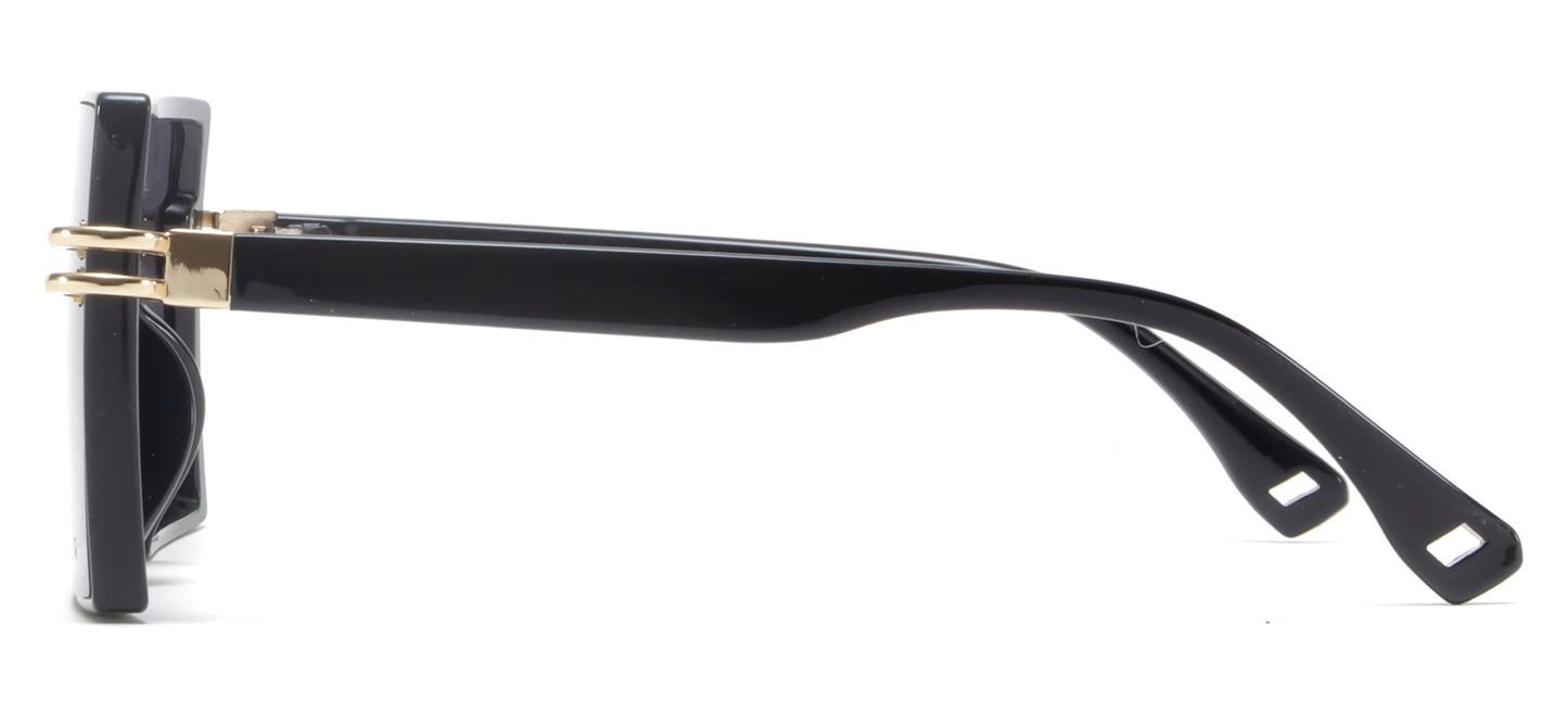9072 - Square Plastic Sunglasses with Flat Lens