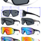 9073 RVC - Plastic Sports One Piece Shield Sunglasses with Color Mirror Lens