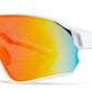 9073 RVC - Plastic Sports One Piece Shield Sunglasses with Color Mirror Lens