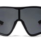 9073 RVC - Plastic Sports One Piece Shield Sunglasses with Color Mirror Lens