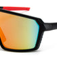 9077 RVC - One Piece Lens Plastic Shield Sunglasses with Color Mirrored Lens