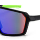 9077 RVC - One Piece Lens Plastic Shield Sunglasses with Color Mirrored Lens