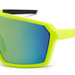 9077 RVC - One Piece Lens Plastic Shield Sunglasses with Color Mirrored Lens