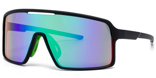 9081 RVC - One Piece Lens Plastic Shield Sunglasses with Color Mirrored Lens