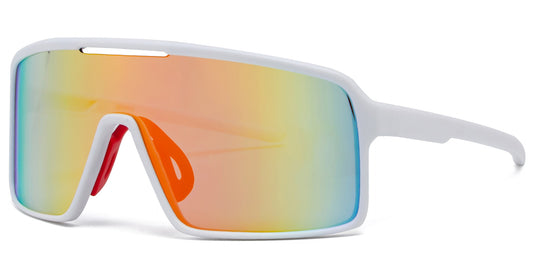 9081 RVC - One Piece Lens Plastic Shield Sunglasses with Color Mirrored Lens