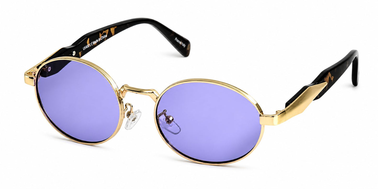 8185 - Small Round Thick Metal Fashion Sunglasses
