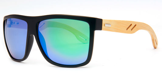 8019 Bamboo - Rectangular Bamboo Sunglasses