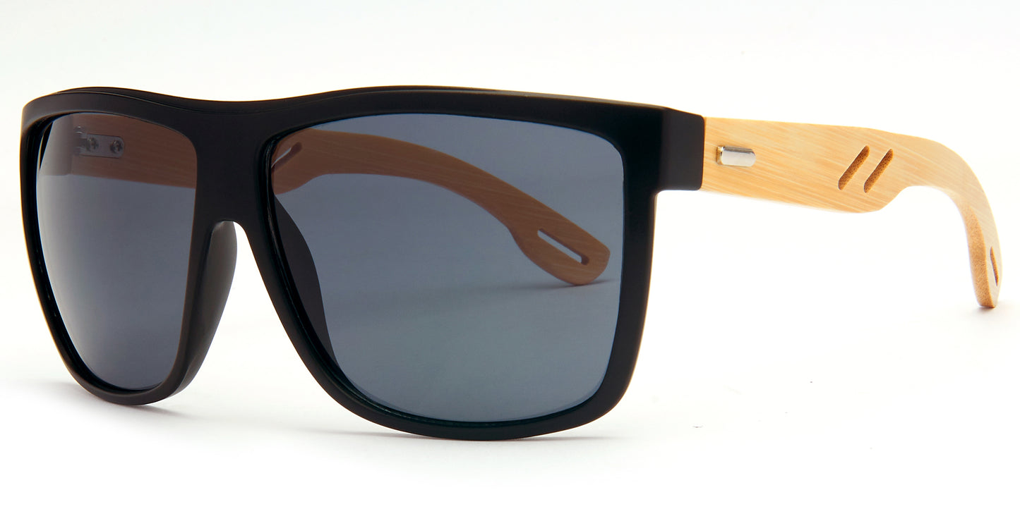 8019 Bamboo - Rectangular Bamboo Sunglasses