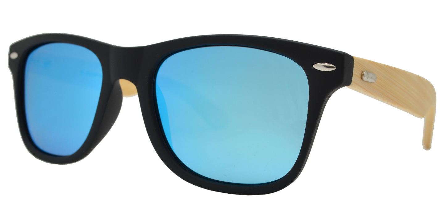 PL 2012 RVC - Polarized Bamboo Horn Rimmed Sunglasses with Color Mirror Lens