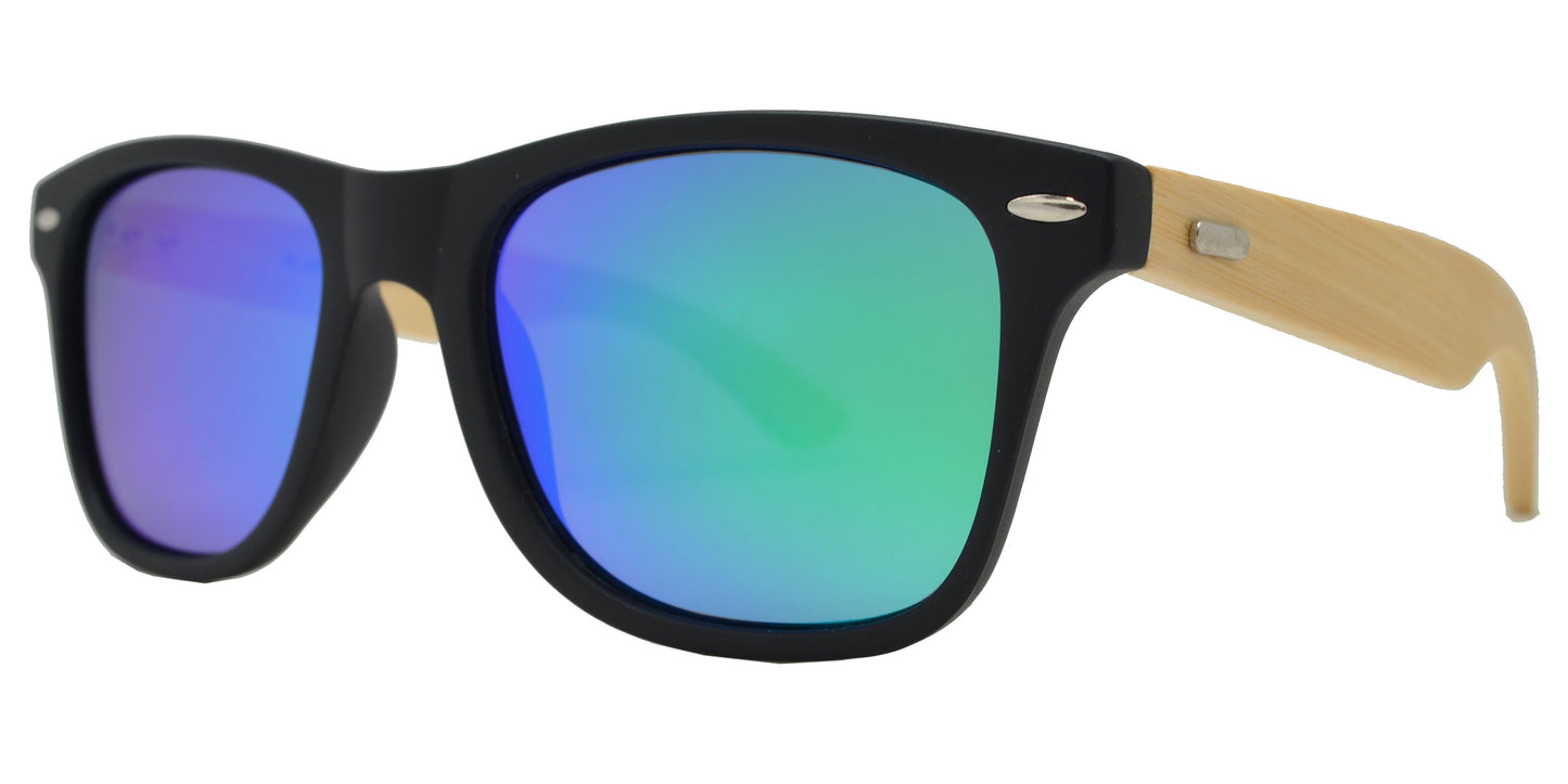 PL 2012 RVC - Polarized Bamboo Horn Rimmed Sunglasses with Color Mirror Lens