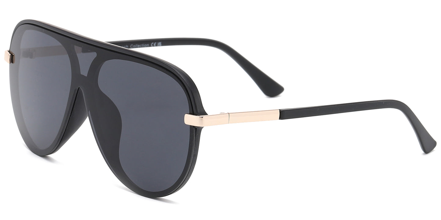 FC 5804 - Plastic Flat Top One Piece Sunglasses