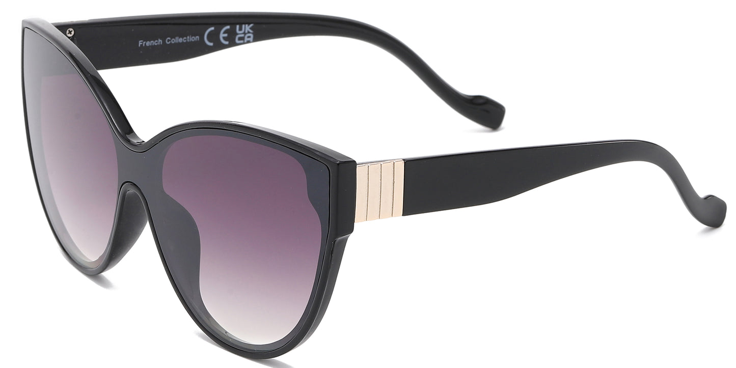 FC 5808 - One Piece Cat Eye Plastic Sunglasses