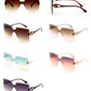 FC 5821 - Rimless Square One Piece Lens Plastic Sunglasses
