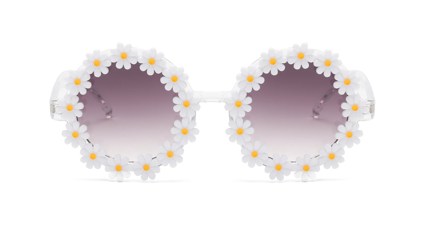 FC 5832 - Round Flowers Plastic Sunglasses