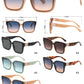 FC 5845 - Large Thick Square Frame with Metal Accent Temple Plastic Sunglasses