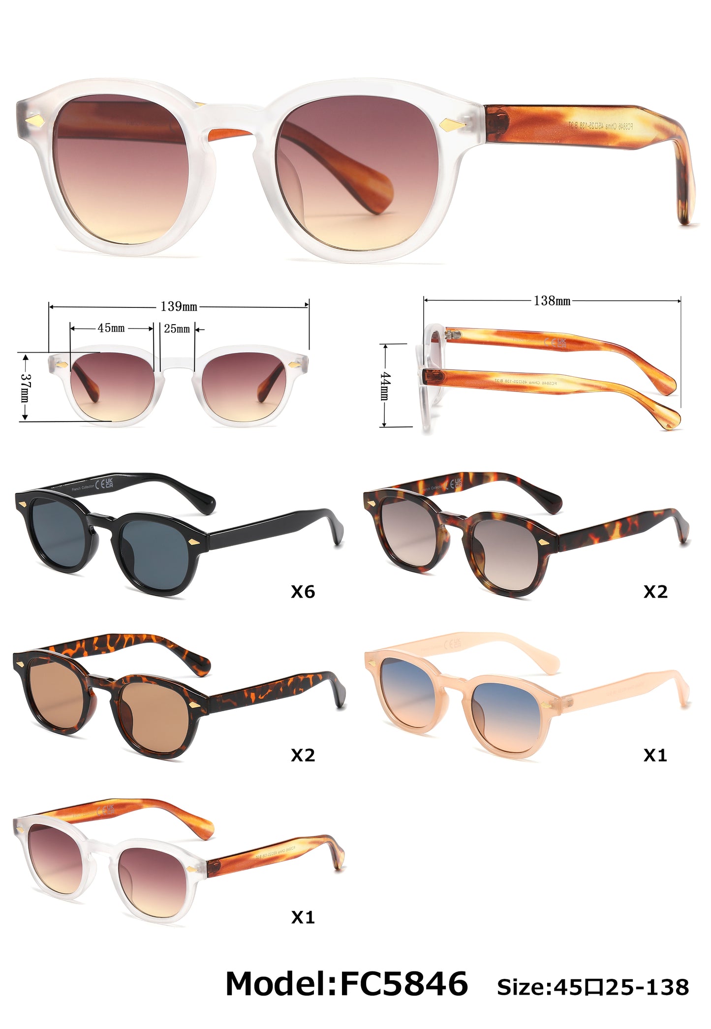 FC 5846 - Round Key Hole Plastic Sunglasses