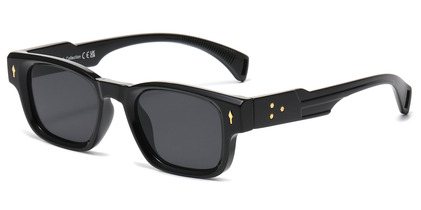 FC 5847 - Small Rectangular Thick Frame Plastic Sunglasses