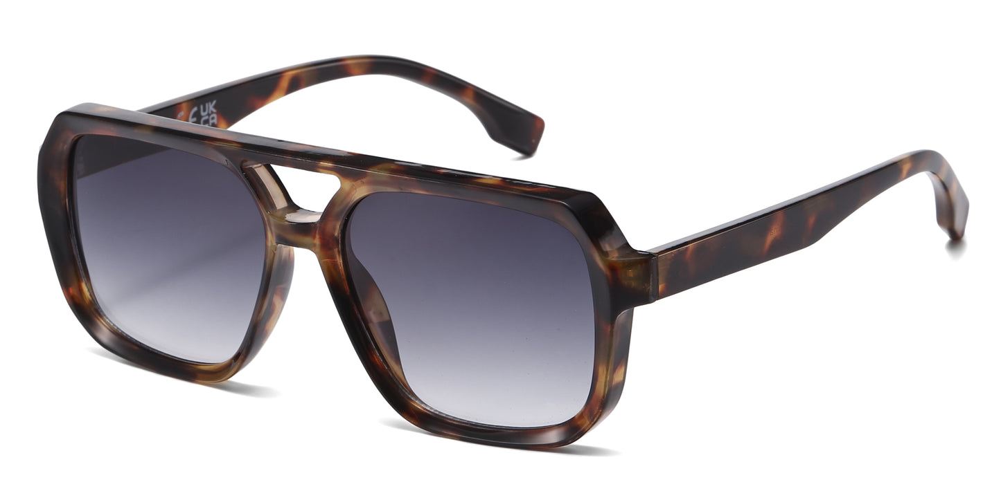 FC 5850 - Square Flat Top Aviator Plastic Sunglasses