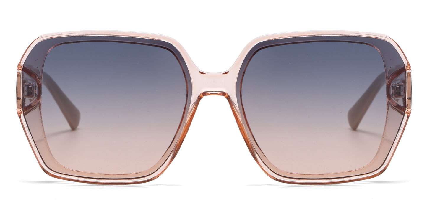 FC 5851 - Large Square Plastic Sunglasses with Curved Temple