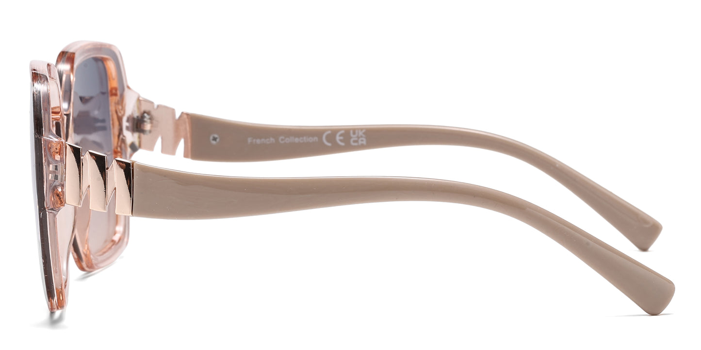 FC 5851 - Large Square Plastic Sunglasses with Curved Temple