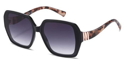 FC 5851 - Large Square Plastic Sunglasses with Curved Temple
