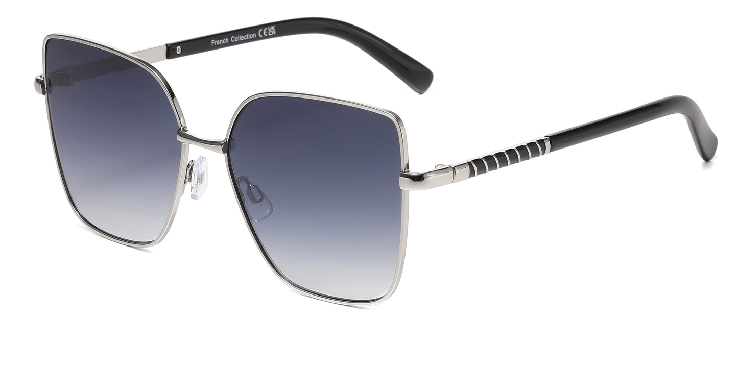 FC 6548 - Metal Cat Eye Flat Lens Sunglasses