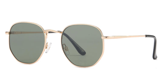 PL 3983 - Round Geometric Metal Polarized Sunglasses