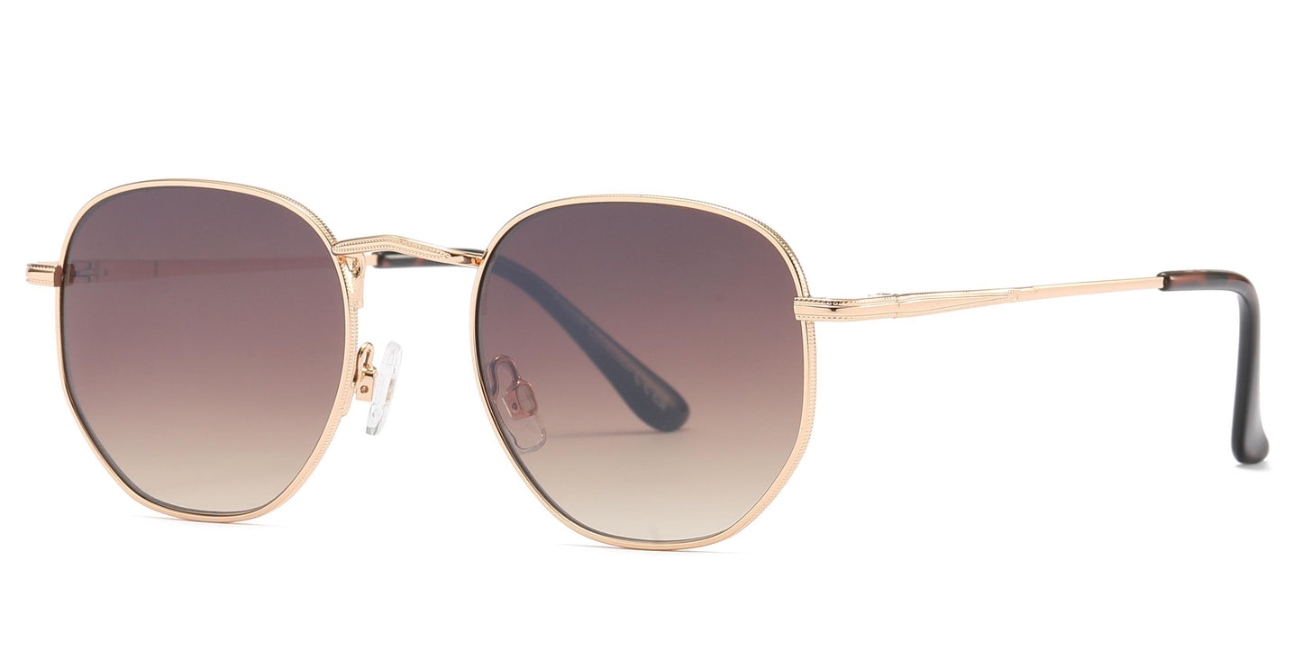 PL 3983 - Round Geometric Metal Polarized Sunglasses