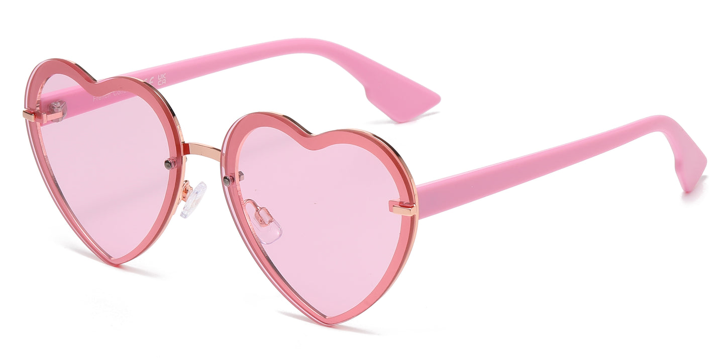 FC 6595A - Colorful Rimless Heart Shape Metal Sunglasses