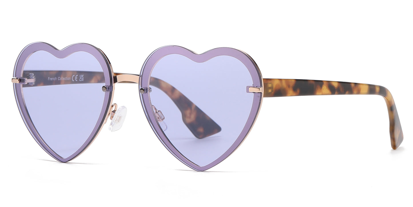 FC 6595A - Colorful Rimless Heart Shape Metal Sunglasses