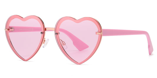 FC 6595A - Colorful Rimless Heart Shape Metal Sunglasses