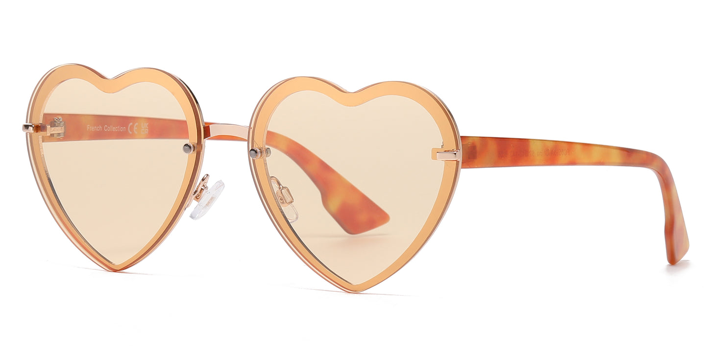 FC 6595A - Colorful Rimless Heart Shape Metal Sunglasses