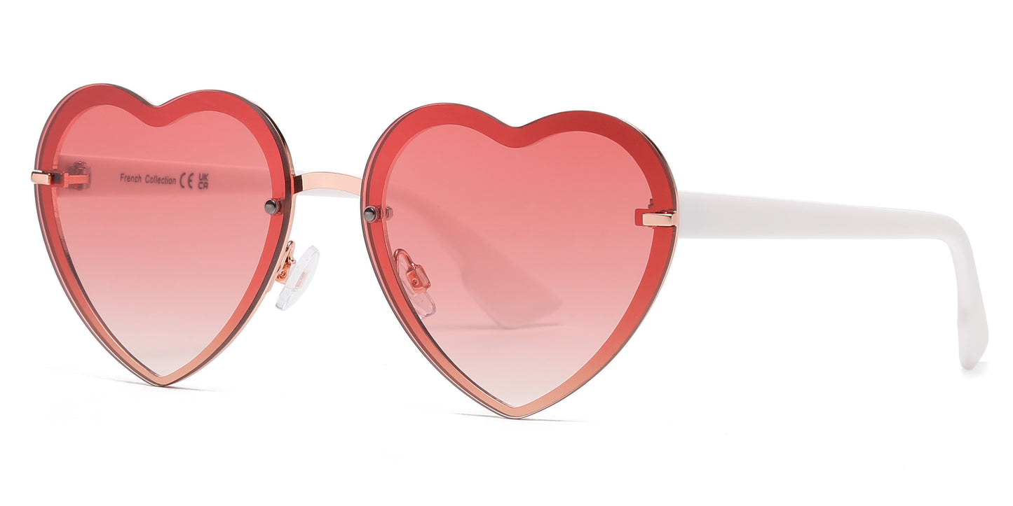 FC 6595A - Colorful Rimless Heart Shape Metal Sunglasses