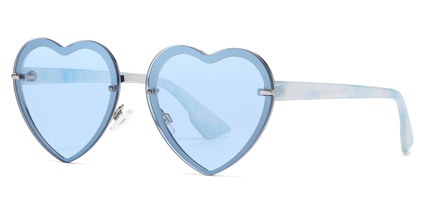 FC 6595A - Colorful Rimless Heart Shape Metal Sunglasses