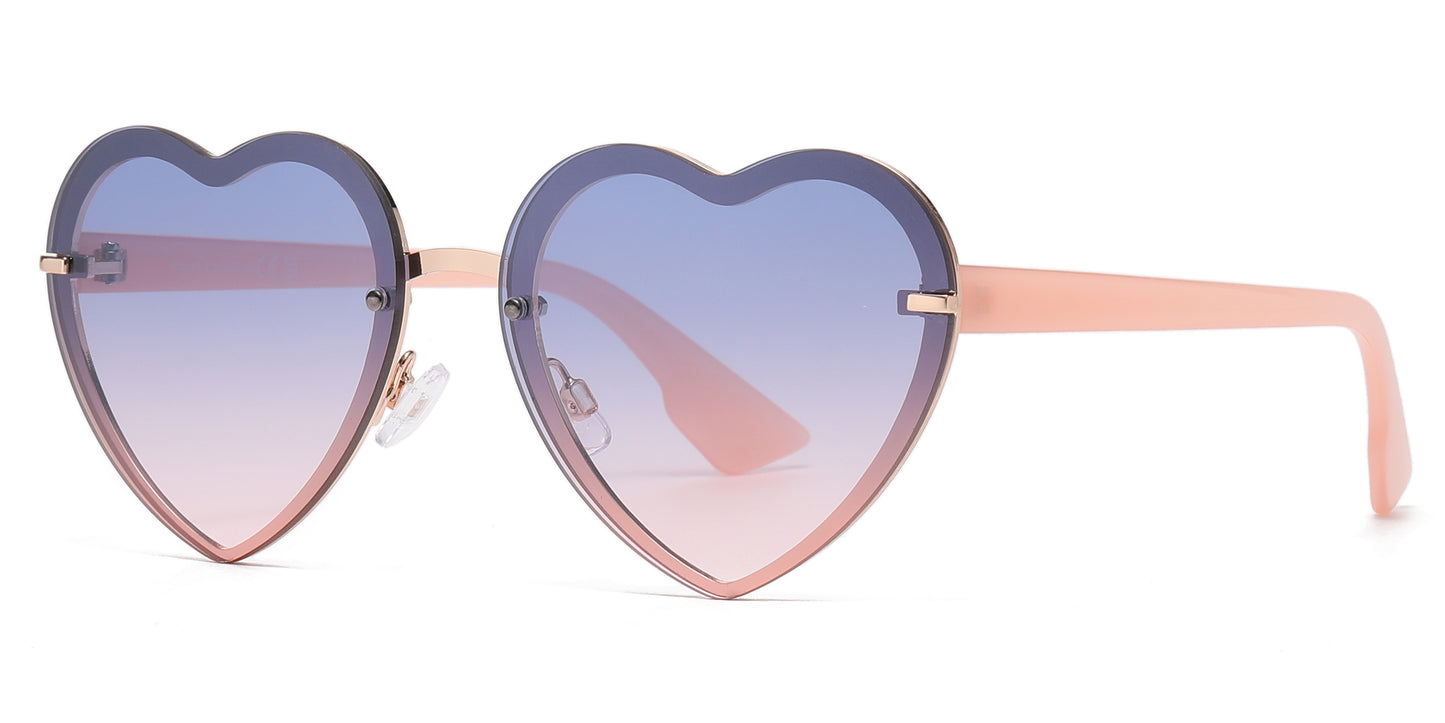 FC 6595A - Colorful Rimless Heart Shape Metal Sunglasses