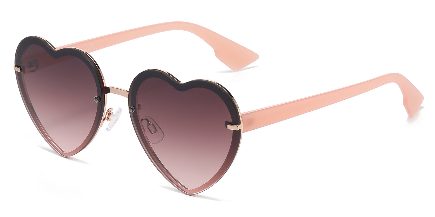 FC 6595 - Rimless Heart Shape Metal Sunglasses