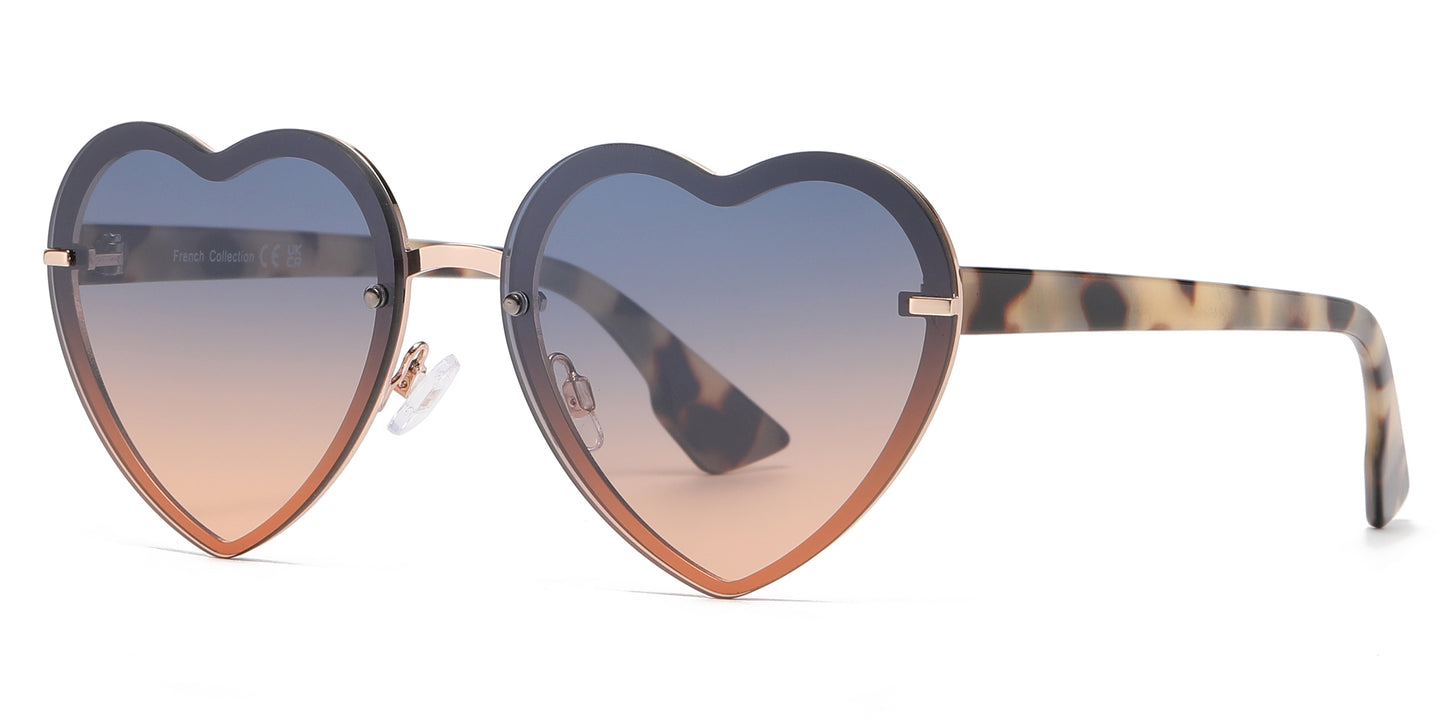 FC 6595 - Rimless Heart Shape Metal Sunglasses