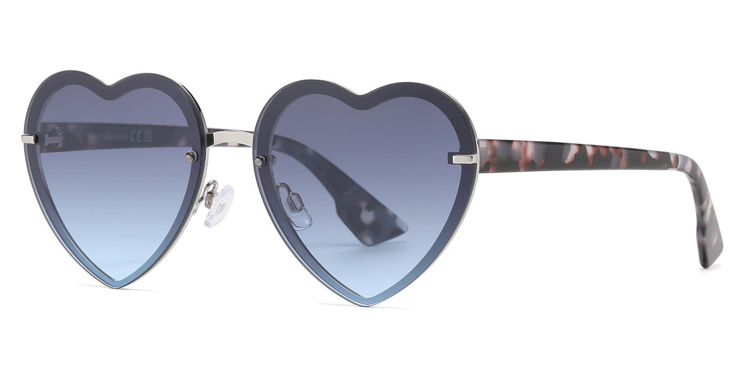 FC 6595 - Rimless Heart Shape Metal Sunglasses