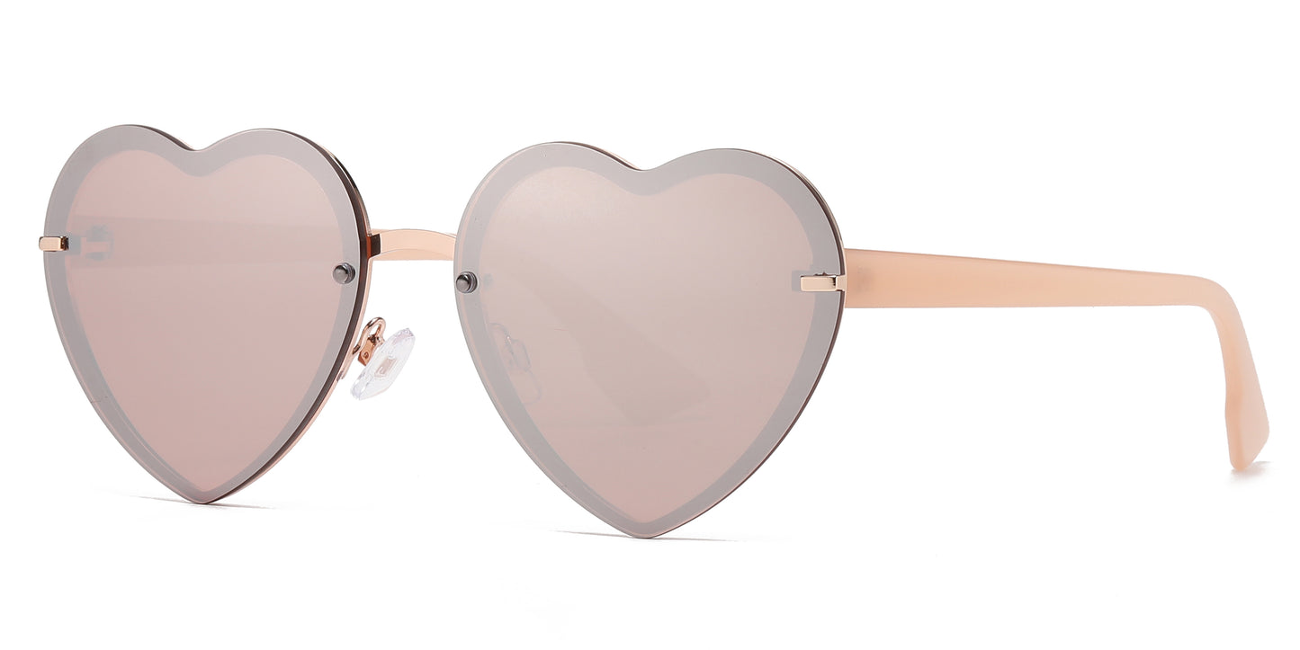 FC 6595 - Rimless Heart Shape Metal Sunglasses