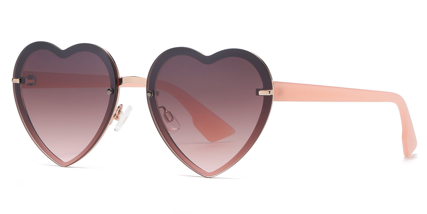 FC 6595 - Rimless Heart Shape Metal Sunglasses