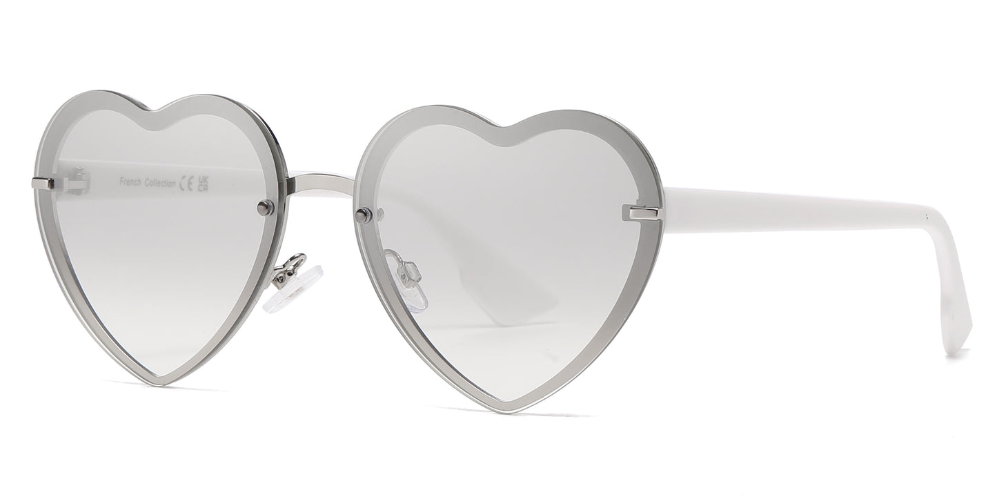 FC 6595 - Rimless Heart Shape Metal Sunglasses