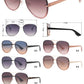 FC 6596 - Rimless Aviator with Brow Bar Flat Lens Metal Sunglasses