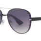 FC 6596 - Rimless Aviator with Brow Bar Flat Lens Metal Sunglasses