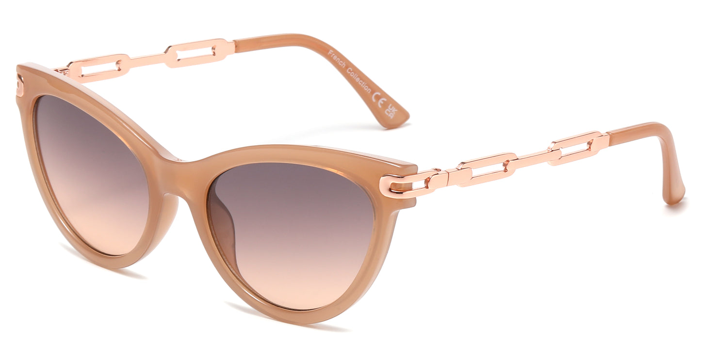 FC 6601 - Cat Eye with Chain Detail on Temple Plastic Sunglasses