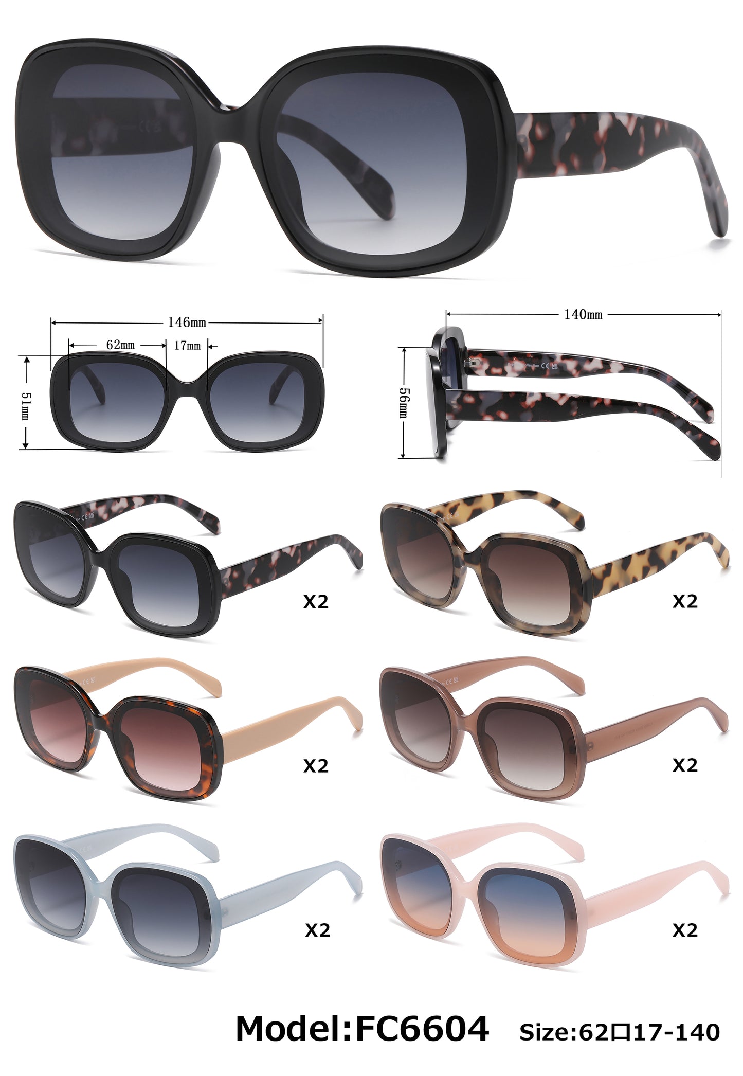 FC 6604 - Fashion Butterfly Women Plastic Sunglasses