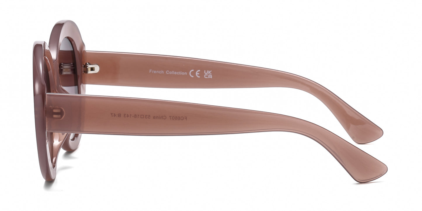 FC 6607 - Large Round Women Fashion Plastic Sunglasses